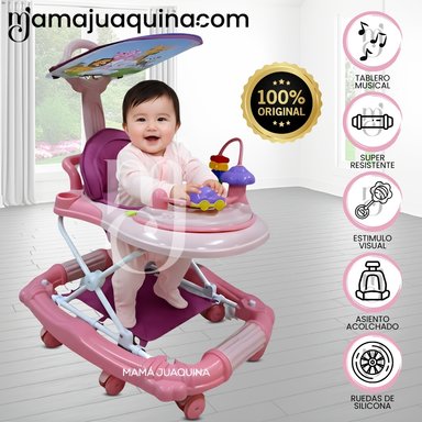 ANDADOR CON TABLERO MUSICAL «FIRST WALK» ROSA