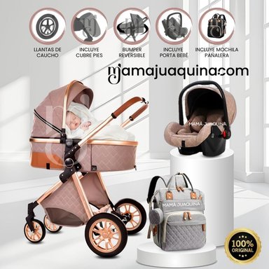 COCHE MOISÉS DE LUJO 4 EN 1 «MADRID» CON PORTABEBÉ CAFÉ