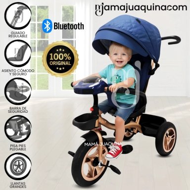 TRICICLO GUIADOR GIRATORIO «GOLDEN SPEED» PREMIUM AZUL - 1