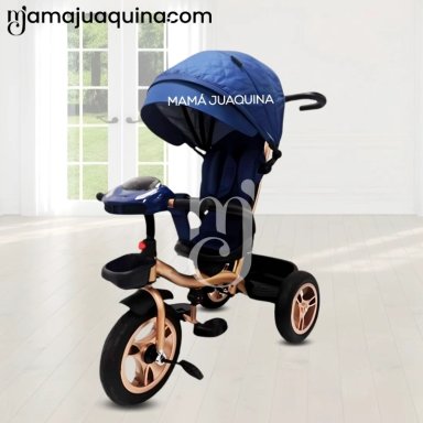 TRICICLO GUIADOR GIRATORIO «GOLDEN SPEED» PREMIUM AZUL - 4