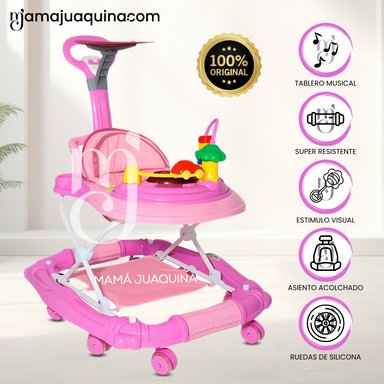 ANDADOR CON TABLERO MUSICAL «WALKIE» ROSA