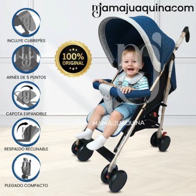 COCHE BASTÓN CON MANILLAR GIRATORIO «ISABEL GOLD» BLUE