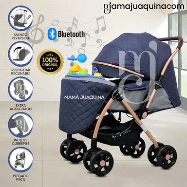 COCHE CUNA MUSICAL CON BLUETOOTH «NEW SUMMER» BLUE