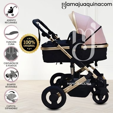 COCHE CUNA MOISÉS DE LUJO «PRADO GOLD» PINK