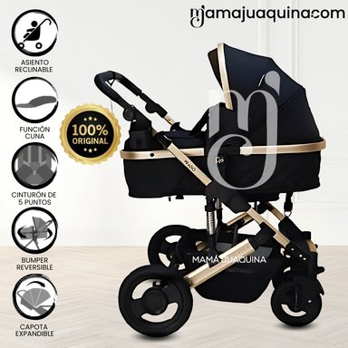 COCHE CUNA MOISÉS DE LUJO «PRADO GOLD» BLACK