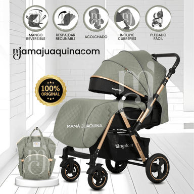 COCHE CUNA «TURQUIA PREMIUM» CON MOCHILA PAÑALERA GREEN