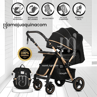 COCHE CUNA «TURQUIA PREMIUM» CON MOCHILA PAÑALERA BLACK