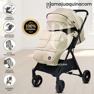 COCHE MALETA DE LUJO «GENOVIA» MANGO REVERSIBLE BEIGE