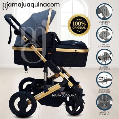 COCHE CUNA MOISÉS DE LUJO «PRADO GOLD» BLUE