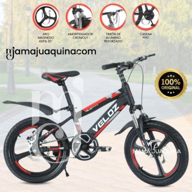 BICICLETA DEPORTIVA ARO 20 «VELOZ» PARA NIÑOS RED