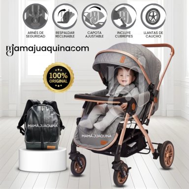 COCHE CUNA DE LUJO «SUNDARA PREMIUM» CON MOCHILA PAÑALERA GRAY
