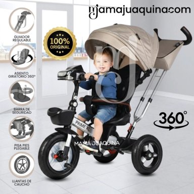TRICICLO GUIADOR GIRATORIO «PRIME XL» PARA NIÑOS BEIGE - 1