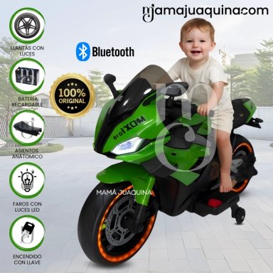 MOTO A BATERÍA PARA NIÑOS «SAIKO» LICENSSED GREEN - 1