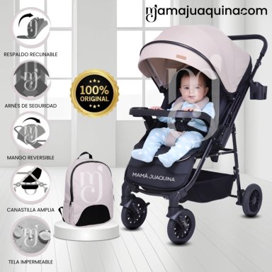 COCHE CUNA DE LUJO «DELTA II» CON MOCHILA PAÑALERA BEIGE