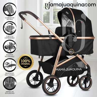 COCHE MOISÉS TRAVEL SYSTEM «MUNICH GOLD» DE LUJO BLACK