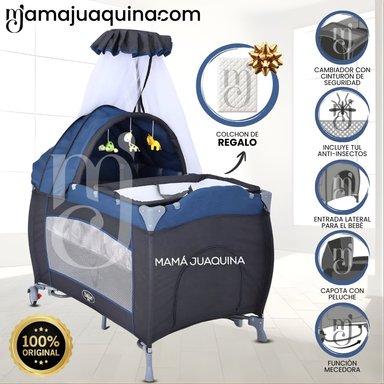 CUNA CORRAL «VIENA STOKKER PRO» 2 EN 1 CON COLCHÓN BLUE