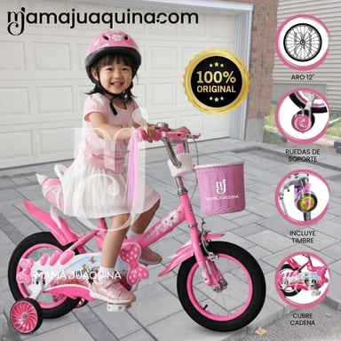 BICICLETA CAMPERA ARO 12 «ANNE» CON CANASTA LIGHT PINK - 1