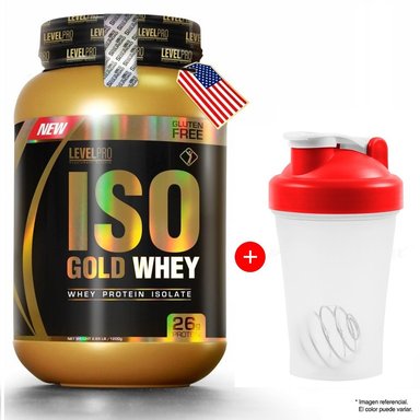 PROTEÍNA LEVEL PRO POLVO ISO GOLD WHEY 1.1 KG CHOCOLATE + SHAKER