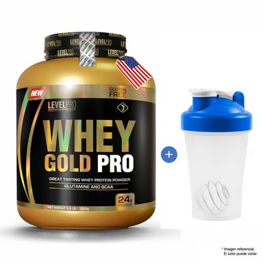 PROTEÍNA LEVEL PRO WHEY GOLD PRO 6.6 LIBRAS VAINILLA + SHAKER