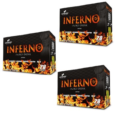 QUEMADOR GRASA WINNER NUTRITION TERMOGÉNICO 3 CAJAS INFERNO POR 28 SACHETS C/U FRESA - 1