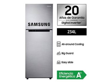 REFRIGERADORA SAMSUNG TOP FREEZER NO FROST 234LTS RT22FARADS8/PE COLOR INOX