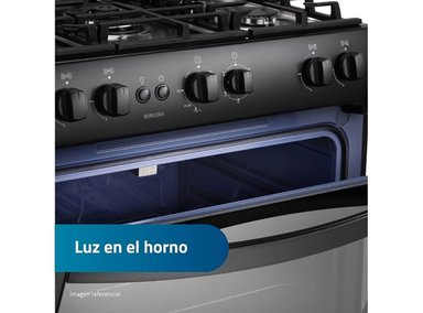 COCINA INDURAMA DE 5 HORNILLAS BORGOÑA ZAFIRO NEGRO - 3
