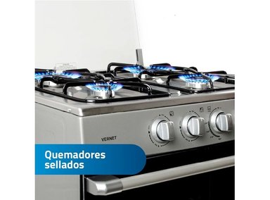 COCINA A GAS INDURAMA DE 4 HORNILLAS VERNET SPAZIO 3 GRIS - 3