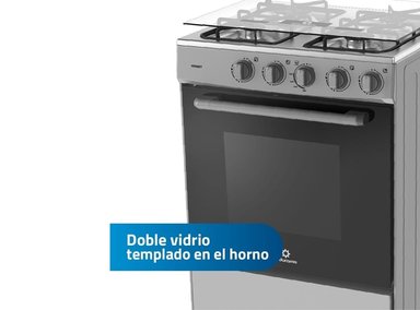 COCINA A GAS INDURAMA DE 4 HORNILLAS VERNET SPAZIO 3 GRIS - 5