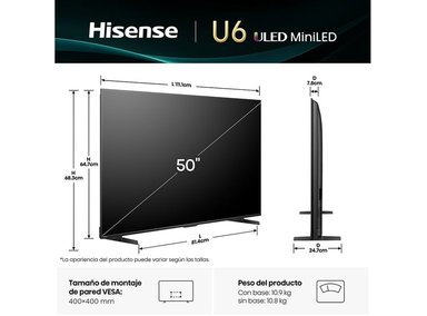 TELEVISOR HISENSE SMART TV 50' ULED MINILED 4K UHD 50U6QV VIDDA 2025 - 3
