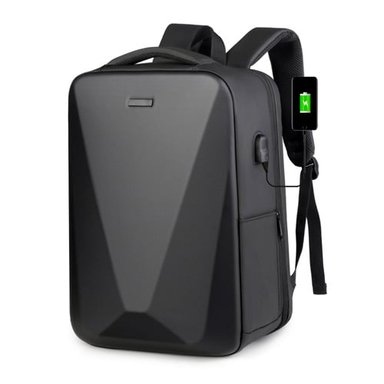 MOCHILA TAPA DURA RÍGIDA ANTIRROBO NEGRA LAPTOP VIAJE TRABAJO MODERNA