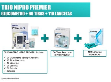 GLUCÓMETRO NIPRO PREMIER TRIO 60 TIRAS Y 110 LANCETAS