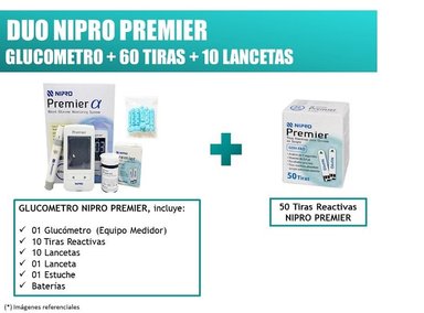 GLUCÓMETRO NIPRO PREMIER DUO 60 TIRAS Y 10 LANCETAS