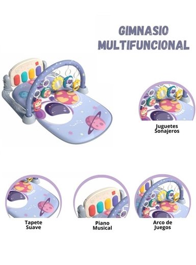 GIMNASIO MULTIFUNCIONAL DIDÁCTICO CON PIANO MUSICAL 3 EN 1 PARA BEBÉ