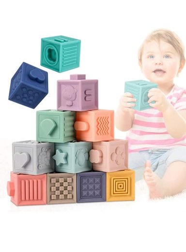 JUGUETE ESTIMULACIÓN CUBOS SENSORIALES PARA BEBÉS 10 UNID