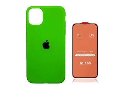 CASE IPHONE 14 SILICONA NEÓN + MICA VIDRIO COMPLETO - 1