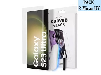 PACK 2 UND MICA DE VIDRIO TEMPLADO UV PARA SAMSUNG S23 ULTRA TRANSPARENTE - 1