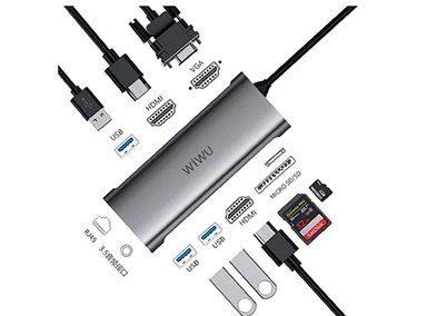ADAPTADOR WIWU HUB ALPHA A11312H MULTIFUNCIÓN USB-C / TIPO C 10 EN 1 - GRIS - 2