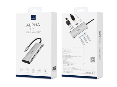 HUB WIWU ALPHA 731HP 7 EN 1 MULTIPORT USB C PARA LAPTOP ADAPTER TYPE C - GRIS - 1