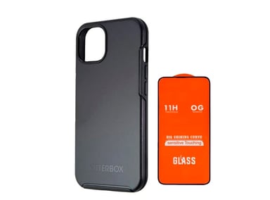 CASE IPHONE 15 PRO NILLKIN OTTERBOX SYMMETRY PARA NEGRO + MICA DE VIDRIO COMPLETO - 1