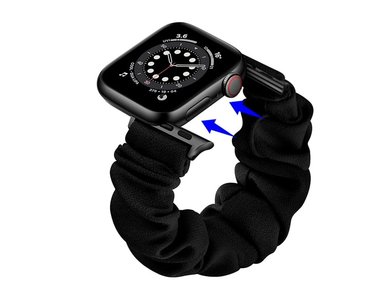 CORREA APPLE WATCH 38MM PREMIUM SCRUNCHIES ELÁSTICA NEGRO - 1