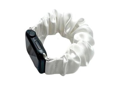 CORREA APPLE WATCH ELÁSTICA LISA + CASE BUMPER METALIZADO 44MM BLANCO - 3
