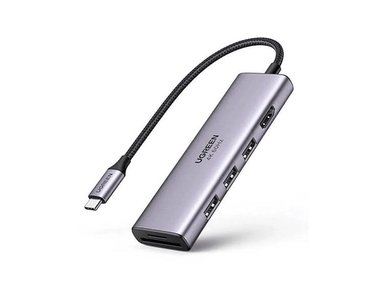 ADAPTADOR UGREEN USB-C CM511 (20956A) 6EN1 HUB 3X USB 3.0 / 1X HDMI / 1X SD / 1X TARJETA TF - NEGRO - 3