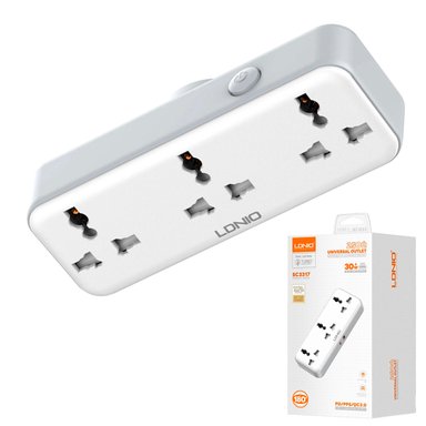 TOMA DE CORRIENTE GIRATORIA DE 3 PINES PD 30W LDNIO SC3317 BLANCO