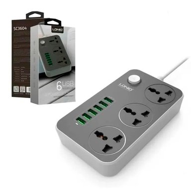 REGLETA LDNIO SC3604 CARGA RÁPIDA + 6 PUERTOS USB NEGRO