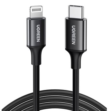 CABLE UGREEN CARGA RAPIDA USB-C A LIGHTNING 1M NEGRO - 1