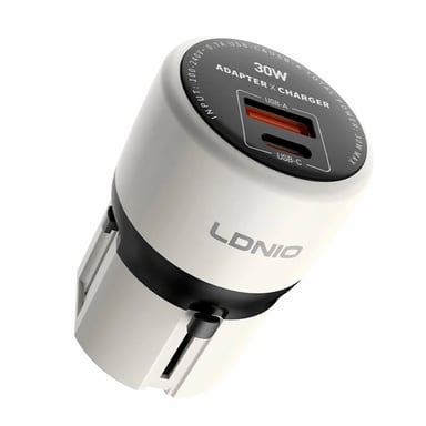 CARGADOR LDNIO Q2319 DE 30W 2 PUERTOS USB-A+USB-C GAN TECH BLANCO - 3