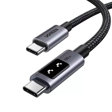 CABLE UGREEN L509 USB-C A USB-C 1M 100W CON PANTALLA - 1