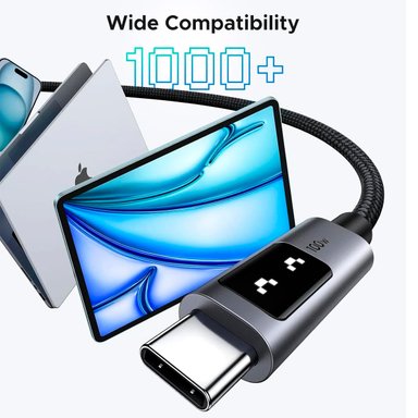 CABLE UGREEN L509 USB-C A USB-C 1M 100W CON PANTALLA - 5