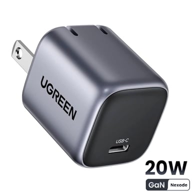 ADAPTADOR CARGADOR 20W MINI UGREEN CD318 USB-C GAN - GRIS - 1