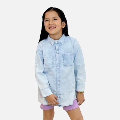 BLUSA MANGA LARGA NIÑA COTTONS JEANS CELESTE MALAIKA REGULAR